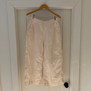 PACT Organic Cotton Linen Cream Wide-Leg Pants Size Medium